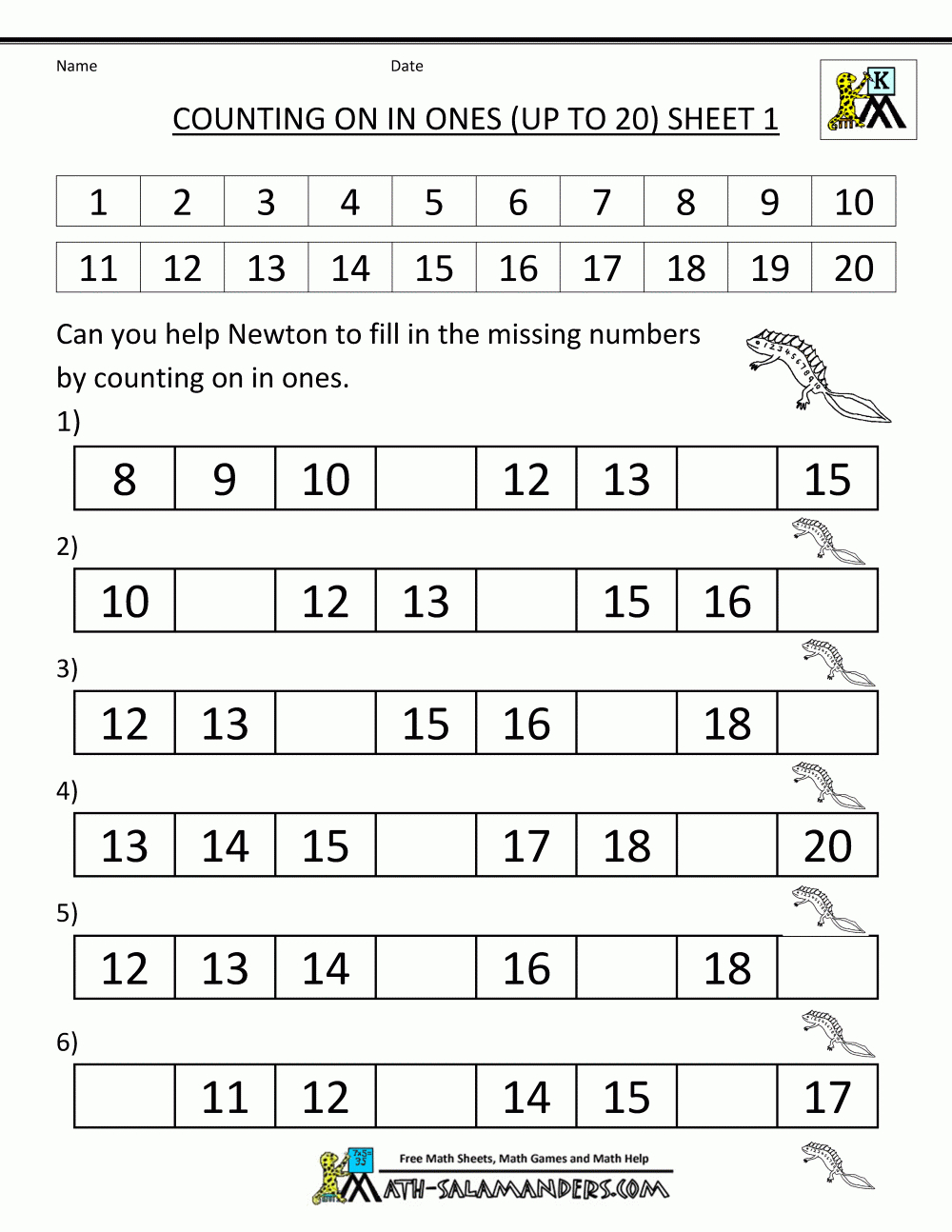 Kindergarten Counting Worksheets - Sequencing To 25 - Free Printable Counting Worksheets 1 20