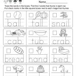 Kindergarten Rhyming Words Worksheet   Free Kindergarten English   Free Printable Rhyming Activities For Kindergarten