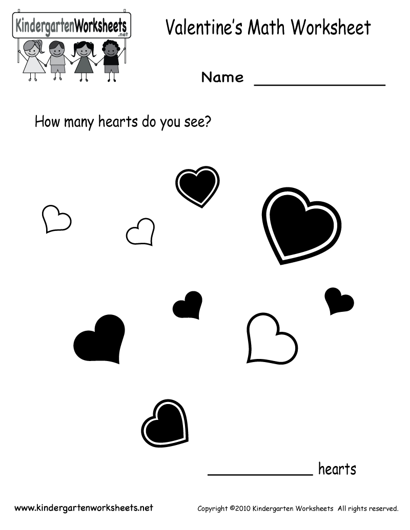 Kindergarten Valentine&amp;#039;s Day Math Worksheet Printable | Valentine&amp;#039;s - Free Printable Valentine Math Worksheets