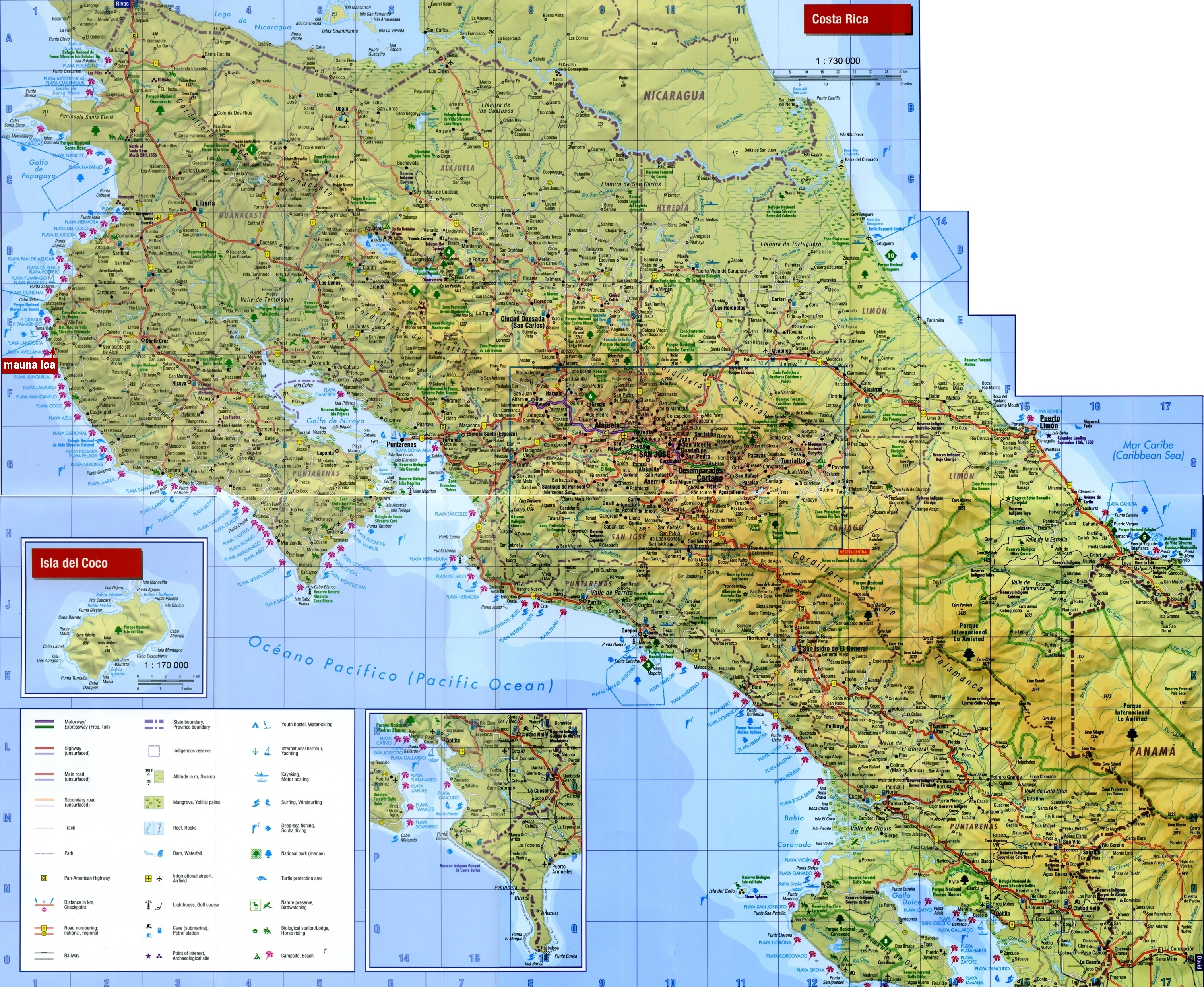 Large Detailed Map Of Costa Rica With Cities And Towns - Free Printable Map Of Costa Rica