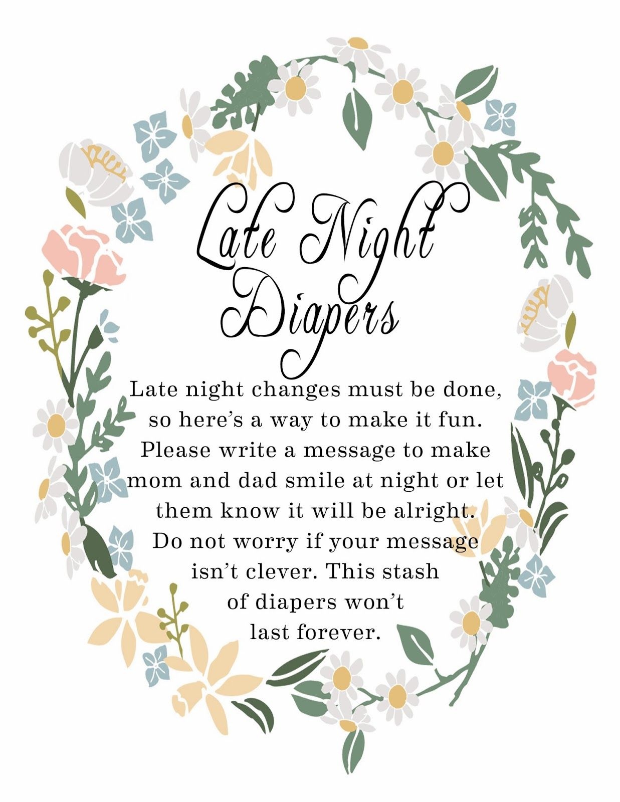 Printable Late Night Diapers Sign Printable Word Searches