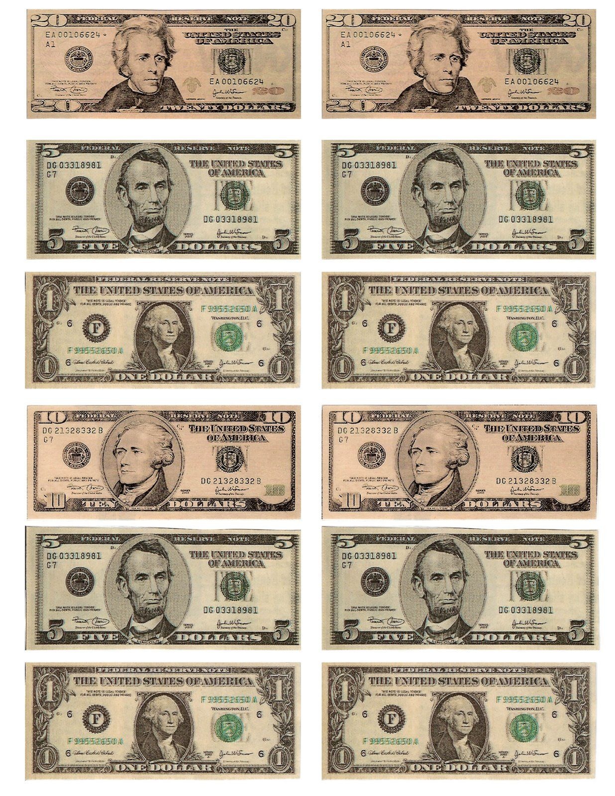 Legal, Free, Printable Money For Teaching The Kids About American - Free Printable Dollar Bill Template