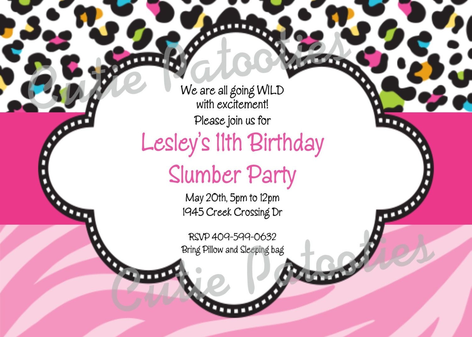 Leopard Print Birthday Invitation Cheetahcutiestiedyeboutique - Free Printable Cheetah Birthday Invitations