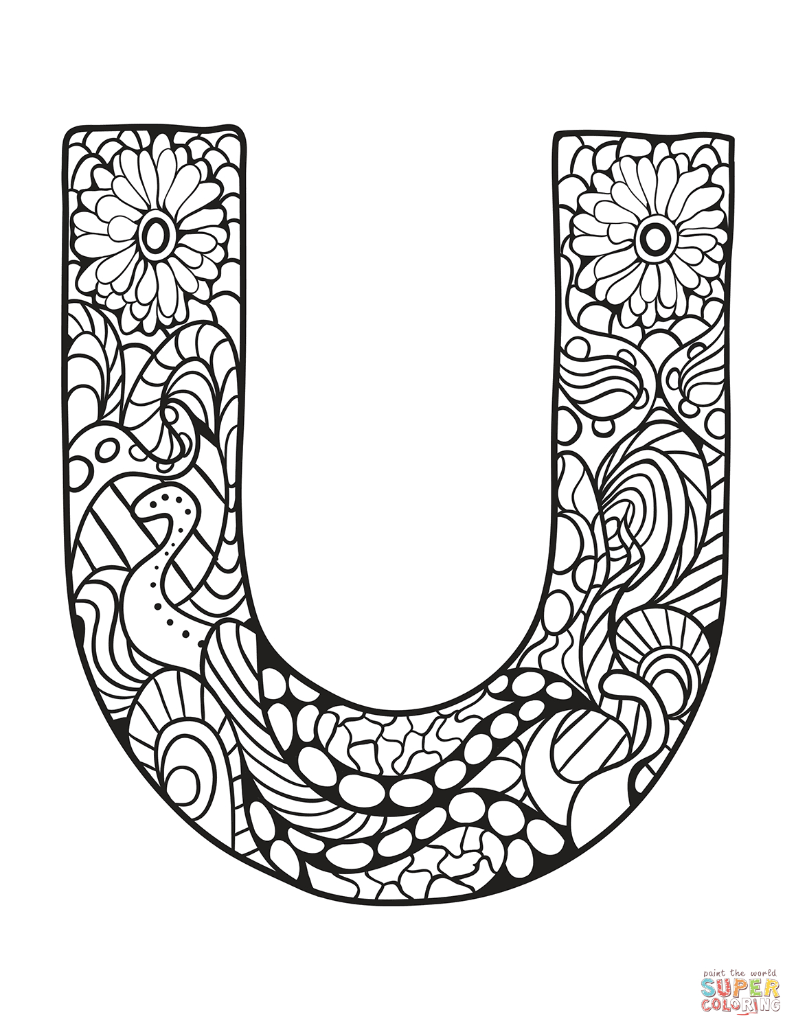 Letter U Zentangle Coloring Page | Free Printable Coloring Pages - Free Printable Letter U Coloring Pages