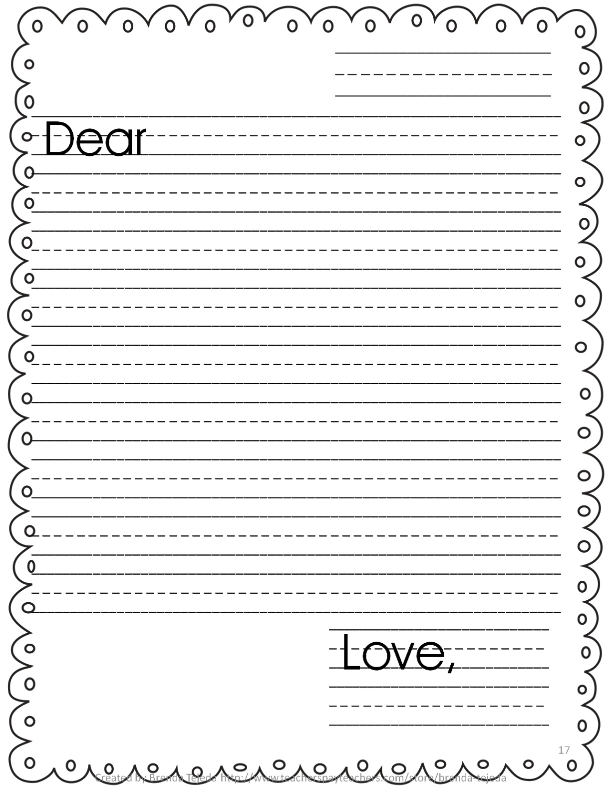 Letter Writing Template For Kids – Kanza - Free Printable Letter Writing Templates
