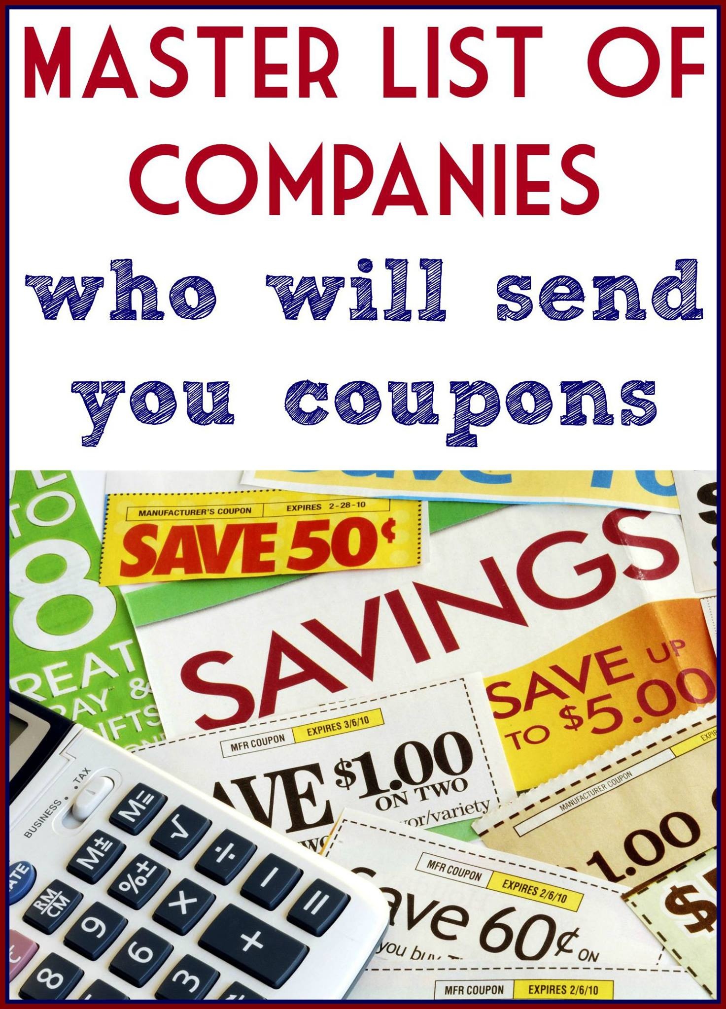 List Of Companies To Email For Coupons! - Free Printable Chinet Coupons