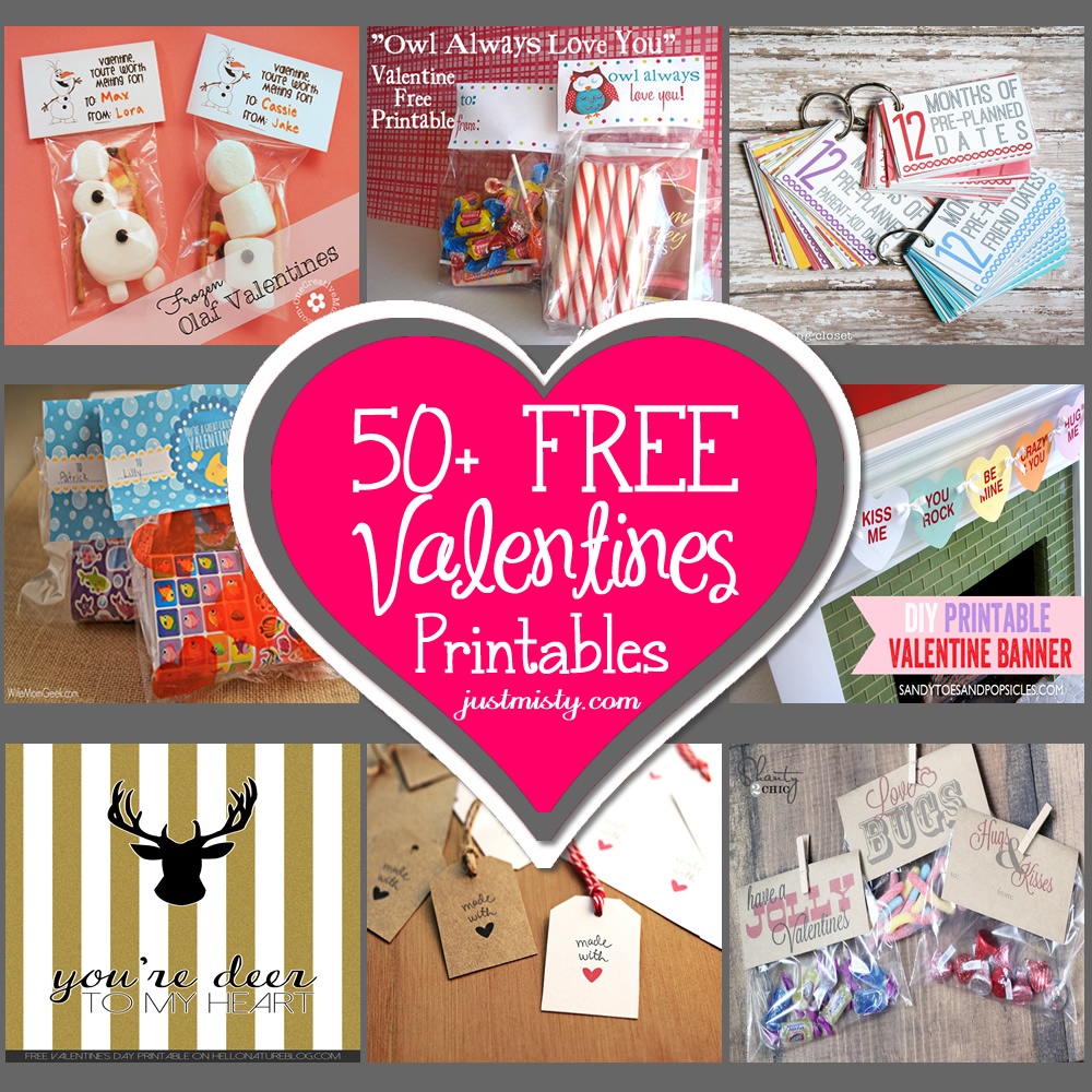 List Of Free Valentine&amp;#039;s Printable Cards, Banners, Bag Toppers, Tags - Free Printable Valentine Decorations