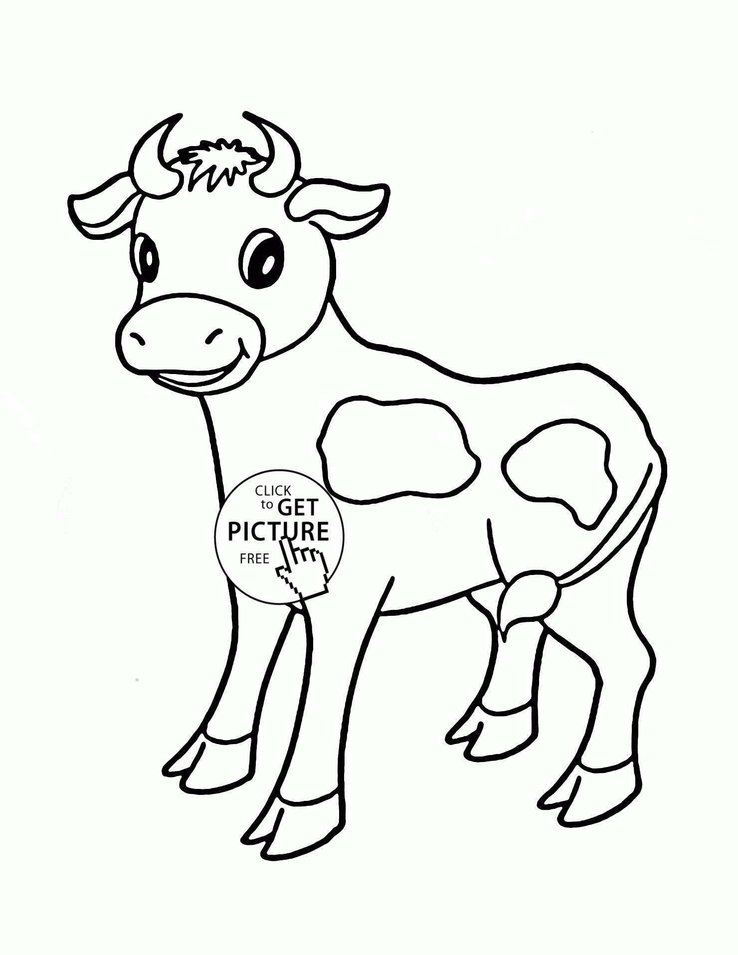 Little Cow Coloring Page For Kids, Animal Coloring Pages - Coloring Pages Of Cows Free Printable