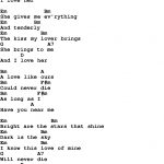 Love Song Lyrics For:and I Love Her The Beatles With Chords.   Free Printable Song Lyrics With Guitar Chords