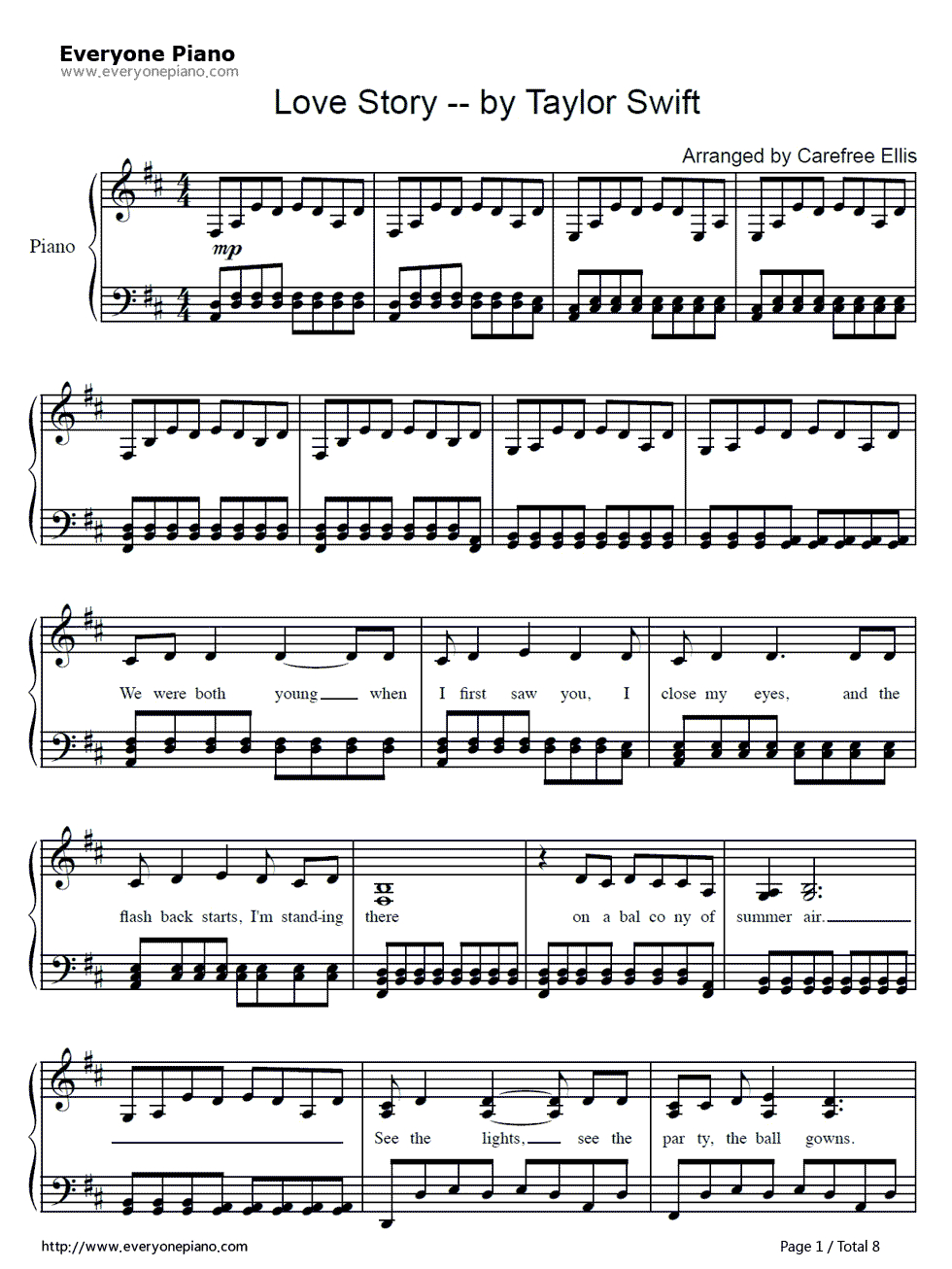Love Story-Taylor Swift Stave Preview 1 | Piano ❤ En 2019 | Pop - Taylor Swift Mine Piano Sheet Music Free Printable