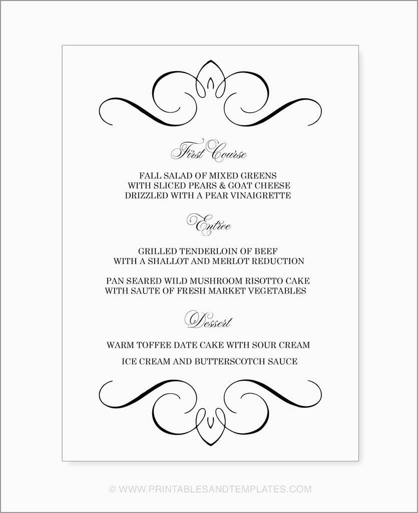 Lovely Free Catering Menu Templates For Microsoft Word | Best Of - Free Printable Menu Templates Word