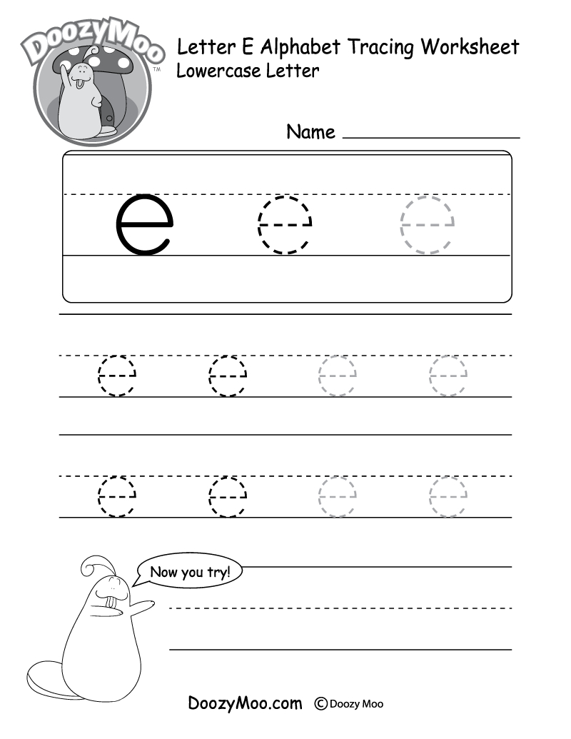 Lowercase Letter &amp;quot;e&amp;quot; Tracing Worksheet - Doozy Moo - Free Printable Letter Tracing Sheets
