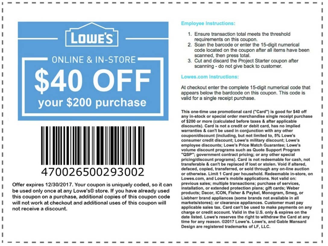 Lowes Promo Codes &amp;amp; Coupons - Free Printable Lowes Coupons