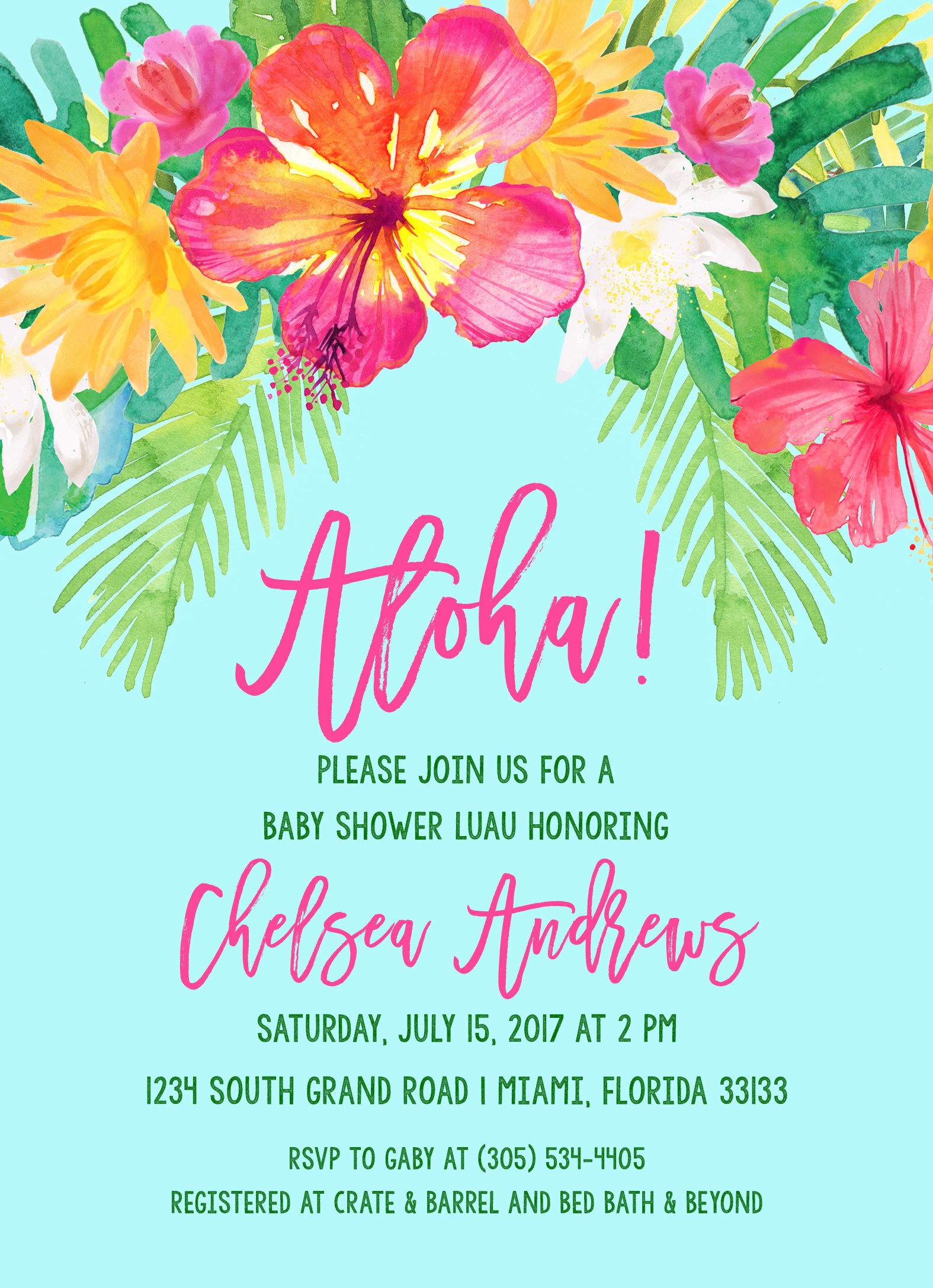 Luau Baby Shower Invitation, Tropical Baby Shower Invitation, Aloha - Free Printable Luau Baby Shower Invitations