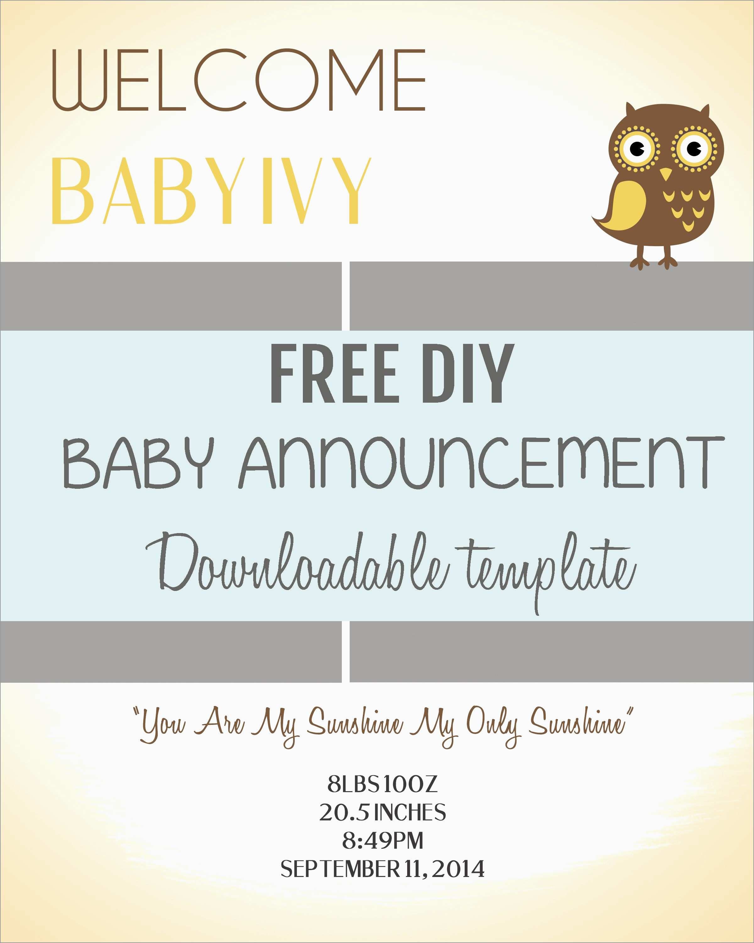Luxury Birth Announcement Template Free Printable | Best Of Template - Free Printable Baby Announcement Templates