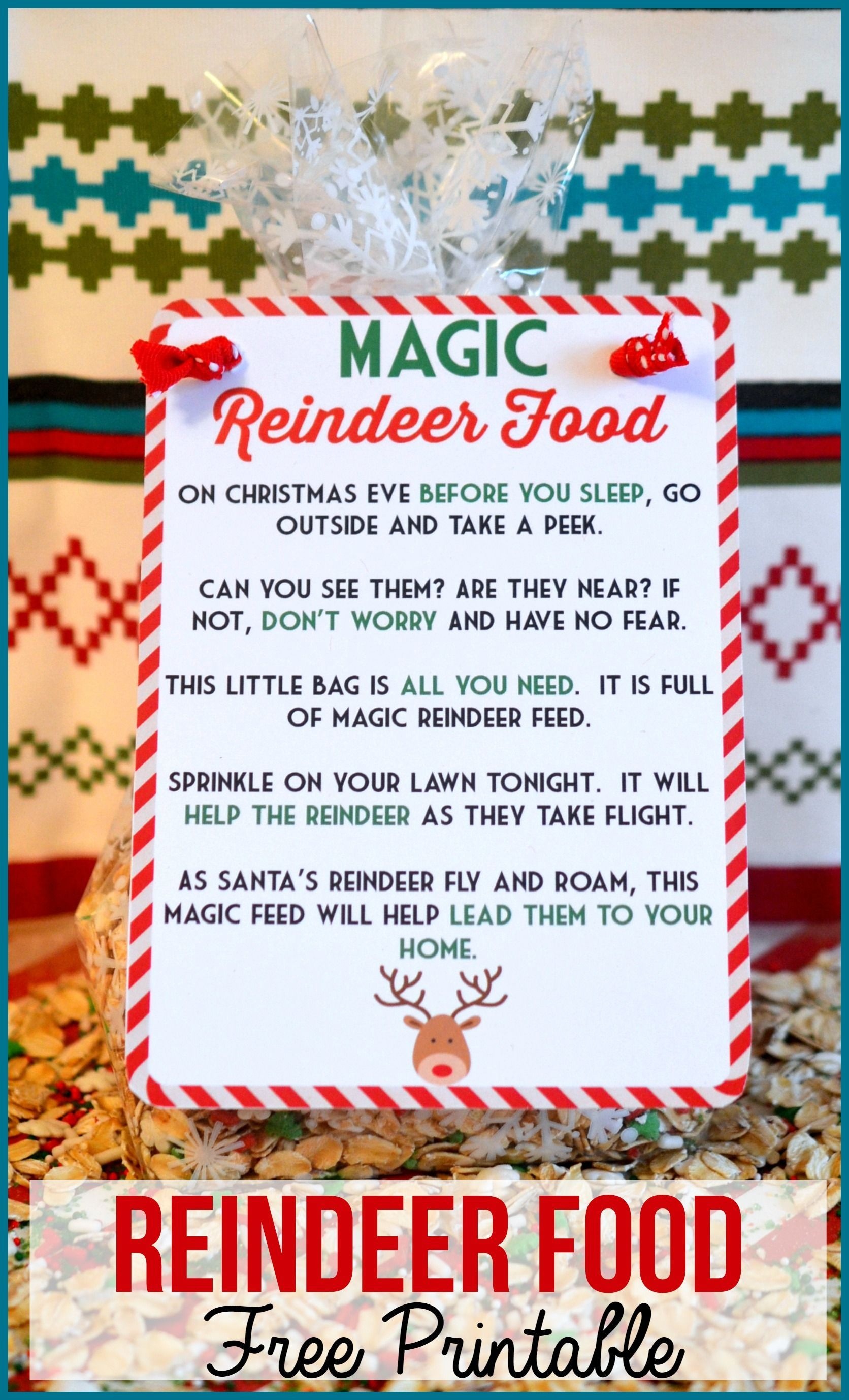 Magic Reindeer Food Poem Free Printable. Also Includes The Reindeer - Reindeer Food Poem Free Printable