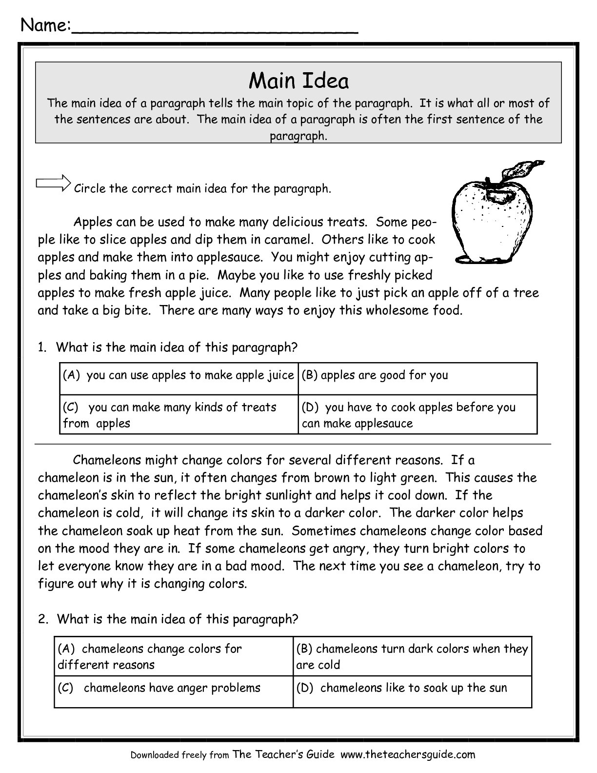 Main Idea - Lessons - Tes Teach - Free Printable Main Idea Worksheets