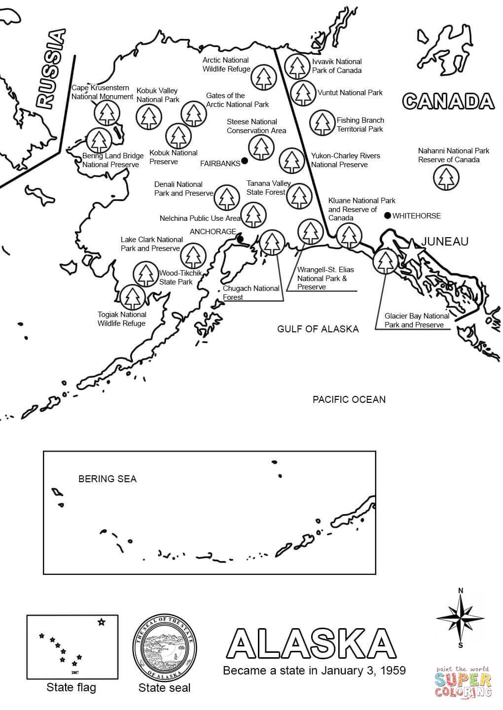 Map Of Alaska Coloring Page | Free Printable Coloring Pages - Free Printable Pictures Of Alaska