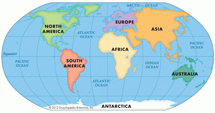 Free Printable Map Of Continents And Oceans