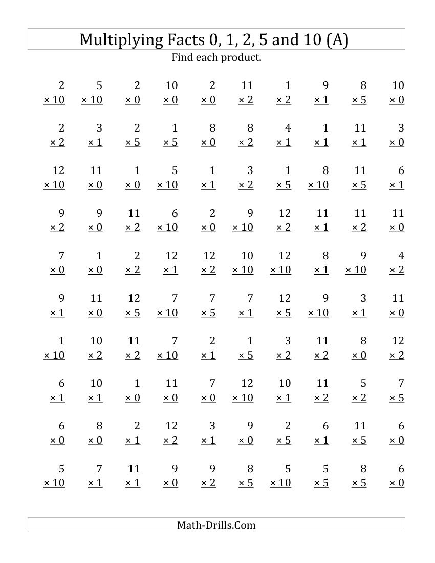 Math : Multiplication Test 1-10 1-10 Multiplication Test - Free Printable Multiplication Worksheets 100 Problems