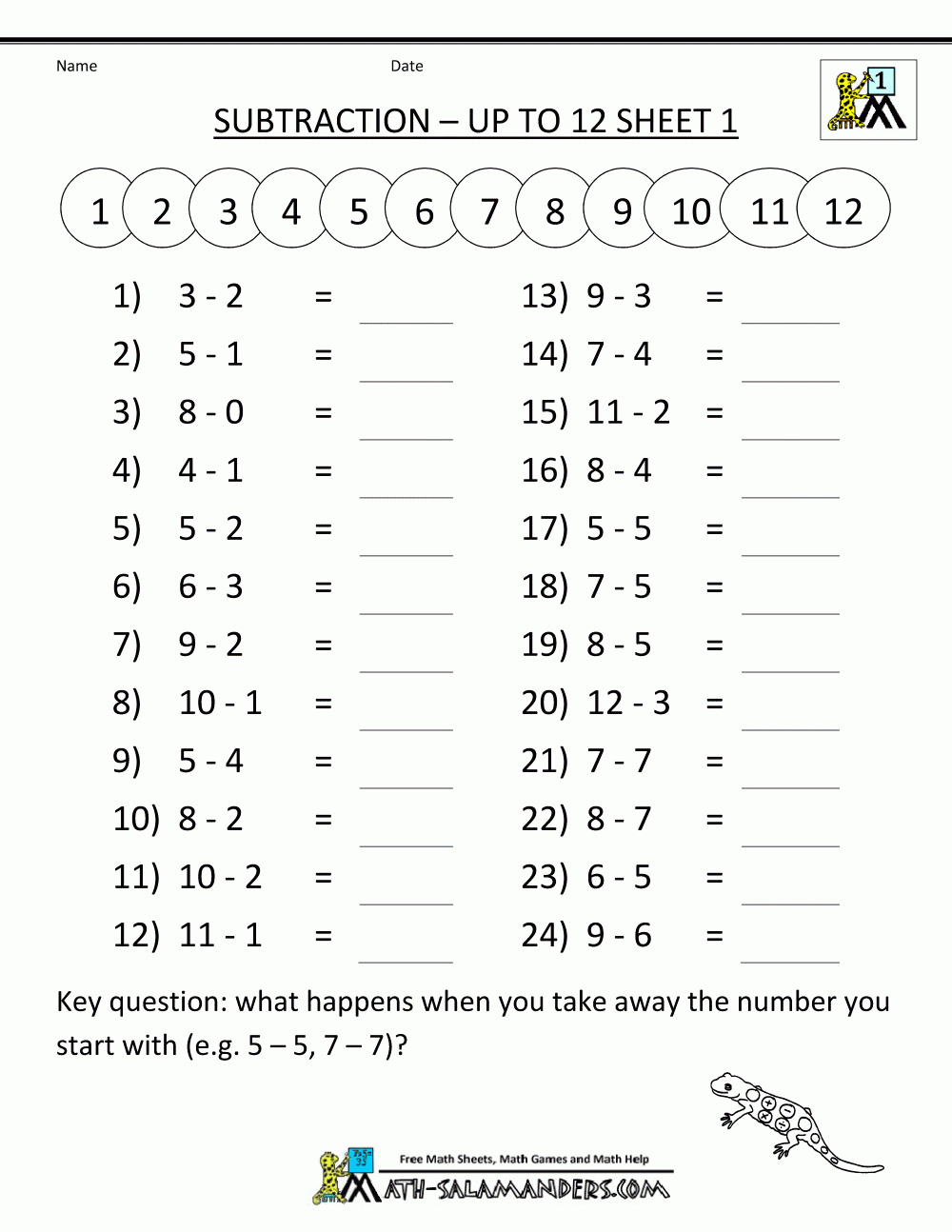 Math Subtraction Worksheets 1St Grade - Free Printable First Grade Worksheets