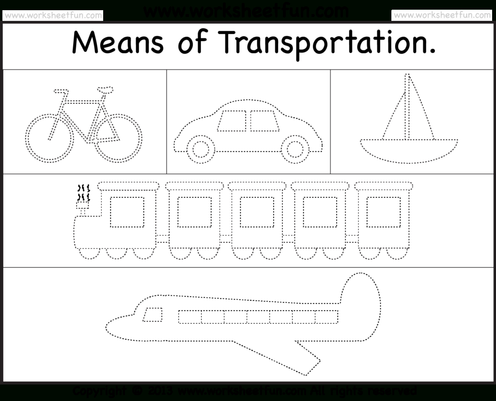 Means Of Transportation – Tracing Worksheet / Free Printable | Kgi - Free Printable Transportation Worksheets For Kids