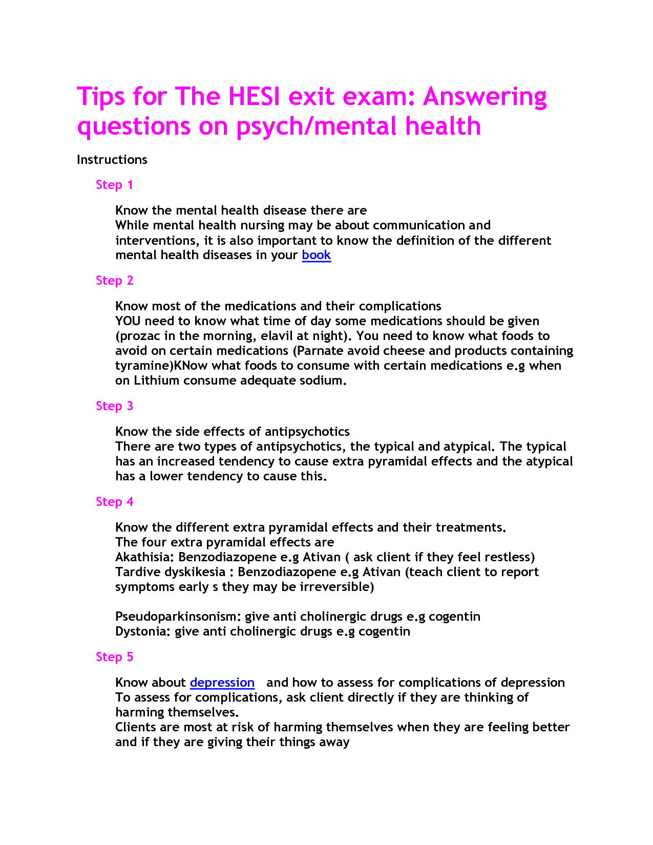 Mental Health Hesi Study Guide | School | Mental Health Nursing - Free Printable Hesi Study Guide