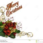 Merry Christmas Border Baubles Greeting Card Stock Illustration   Free Printable Religious Christmas Invitations