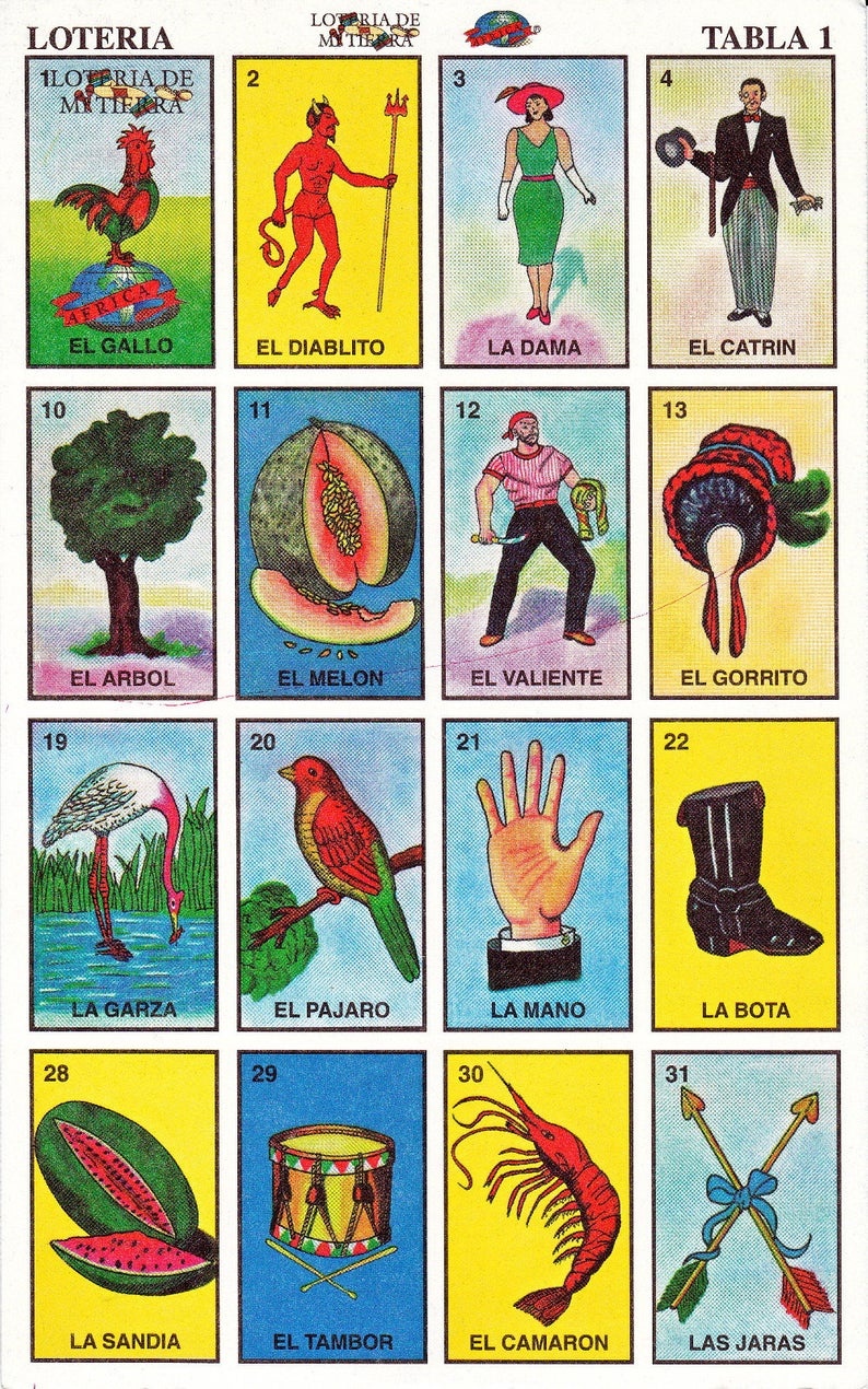 Mexican Loteria Cards The Complete Set Of 10 Tablas | Etsy - Loteria Printable Cards Free