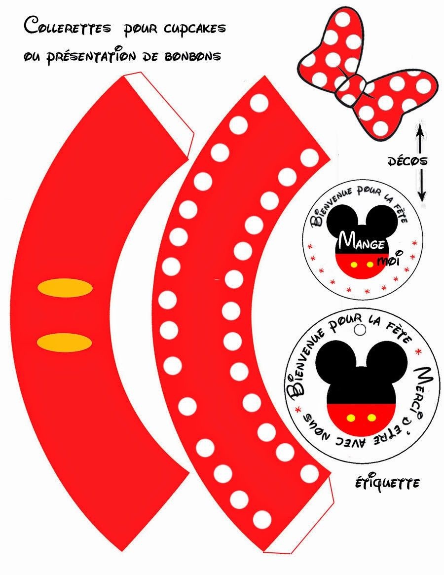 Mickey And Minnie In Red: Cute Free Printable Cupcake Wrappers And - Free Printable Minnie Mouse Cupcake Wrappers