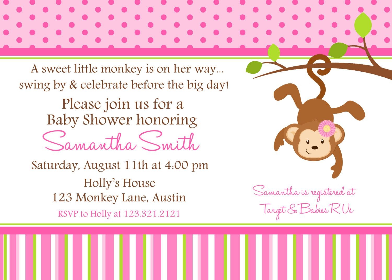 Monkey Baby Shower Invitation Blue Monkey Boy Personalized Baby - Free Printable Monkey Girl Baby Shower Invitations