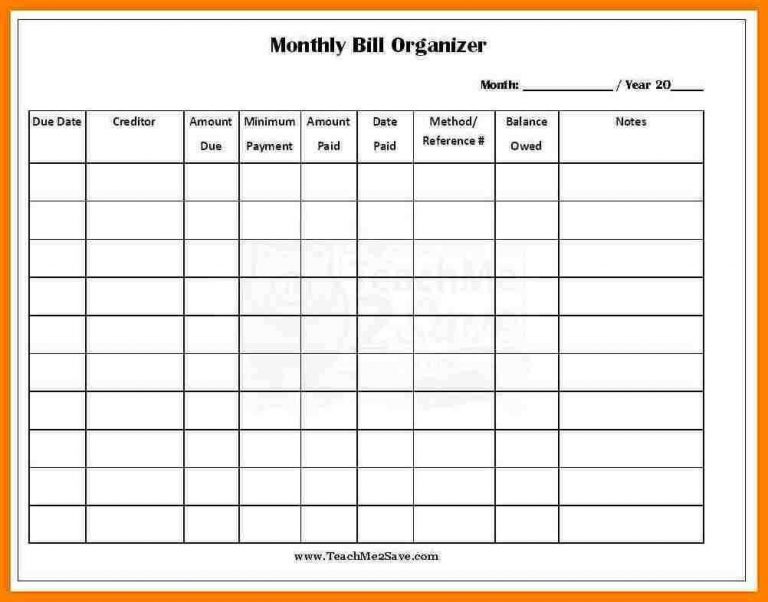 Monthly Bill Template Free Report Templates Spreadsheet Budget Excel ...