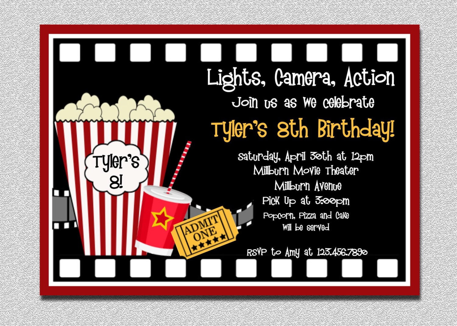 Movie Themed Party Invitations - Party Invitation Collection - Movie Birthday Party Invitations Free Printable