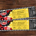 Movie Ticket Birthday Invitation Movie Party Invitation | Etsy   Free Printable Movie Ticket Birthday Party Invitations
