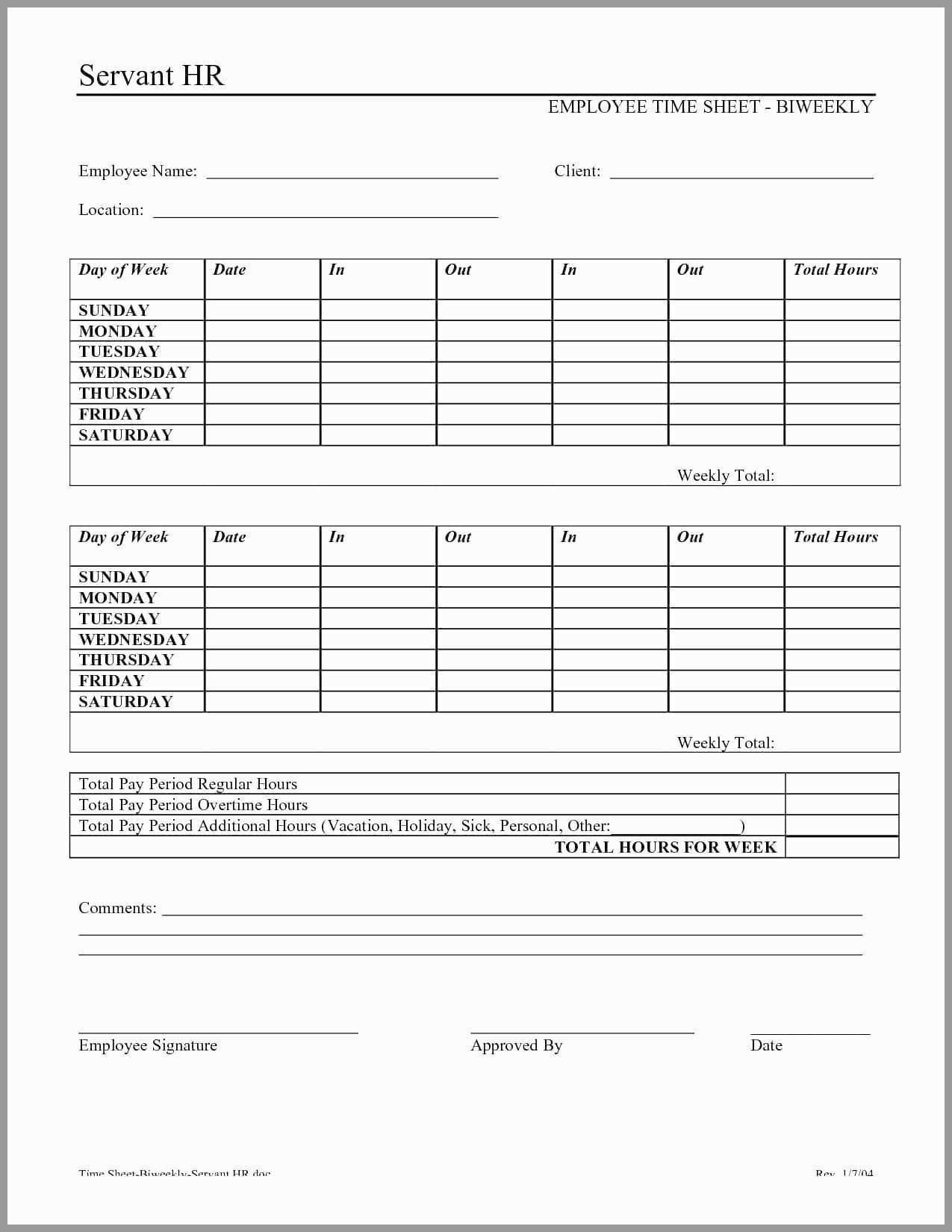 Free Printable Employee Time Sheets