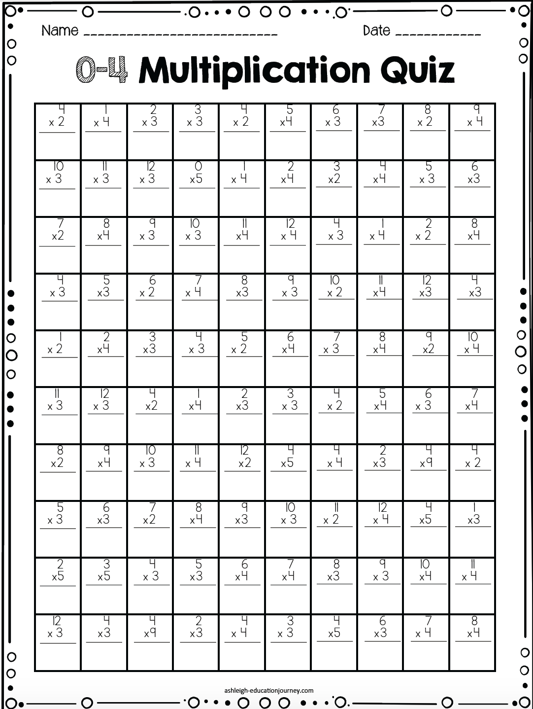 Multiplication Sheets Printable Customize and Print