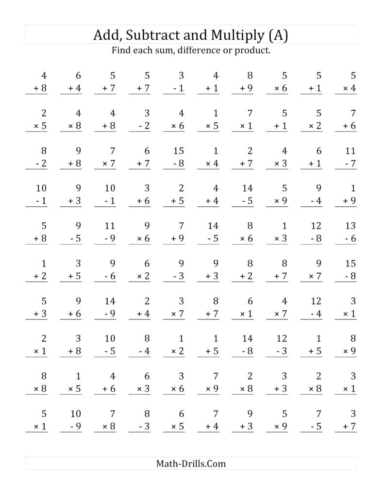 Multiplication Worksheets 3Rd Grade 100 Problems Free Grade Math - Free Printable Multiplication Worksheets 100 Problems