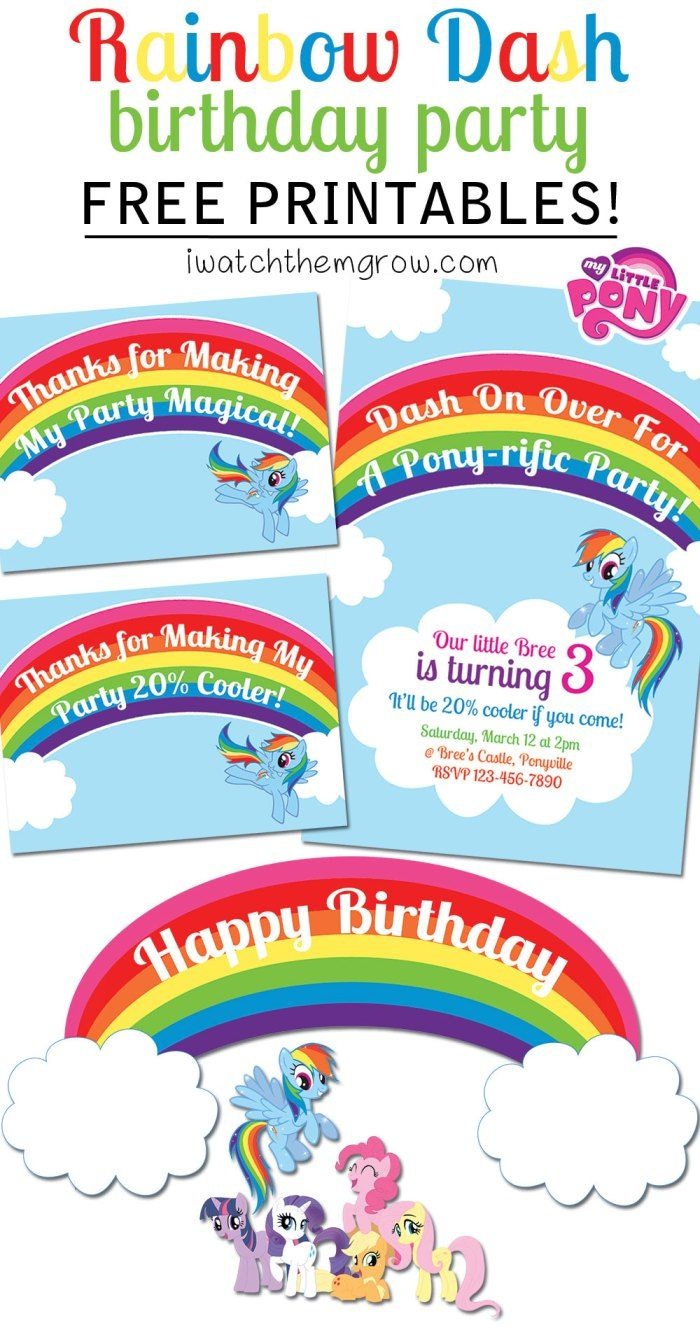 My Little Pony Rainbow Dash Birthday Party Printables | Party Ideas - Free Printable My Little Pony Thank You Cards