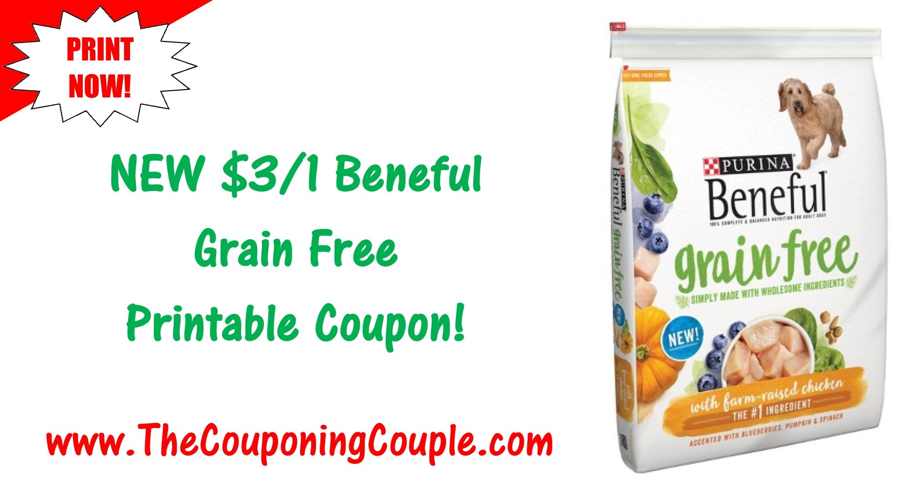 New Beneful Printable Coupon ~ $3.00/1 Beneful Grain Free Dog Food! - Free Printable Coupons For Food