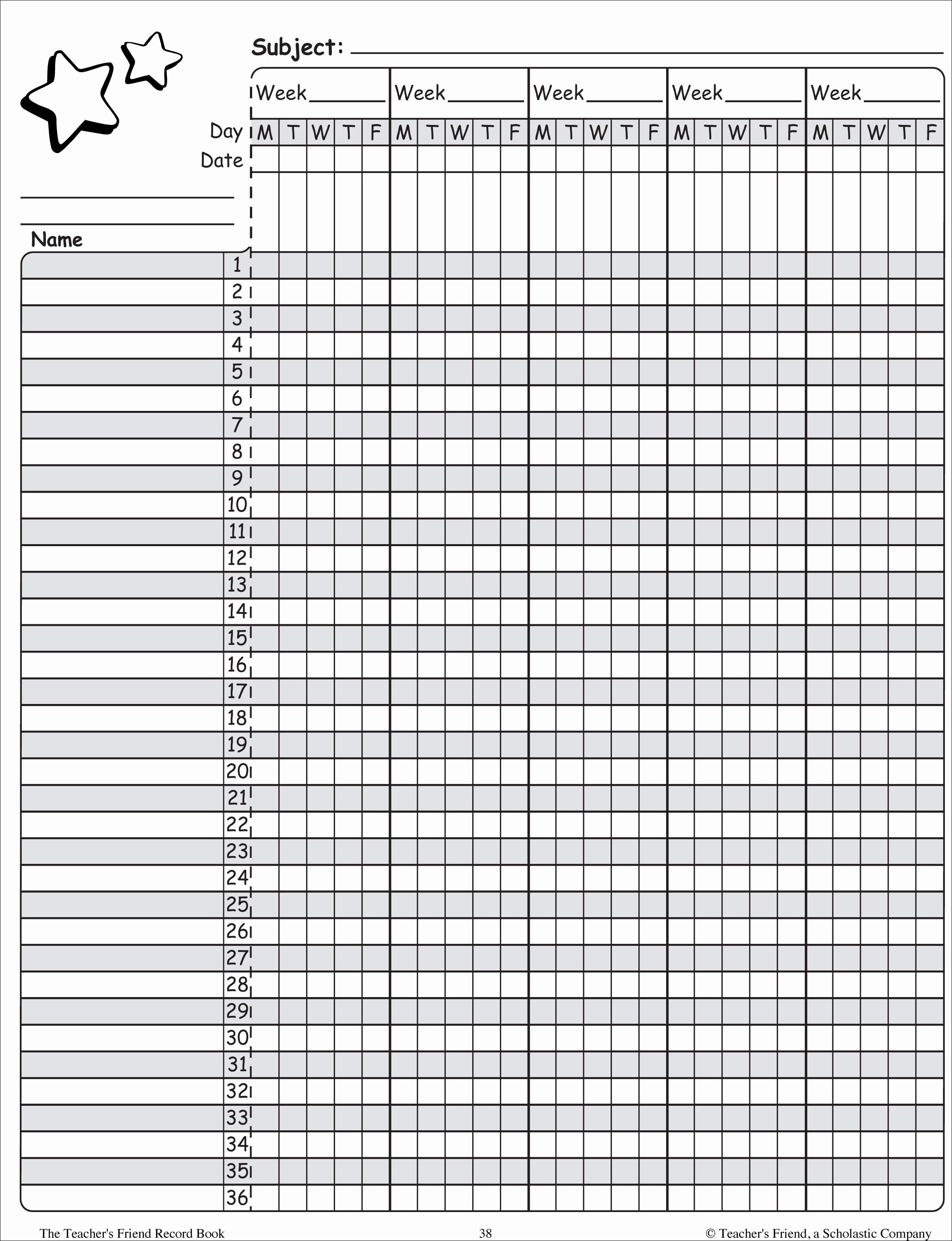 Free Printable Gradebook Sheets For Teachers Free Printable