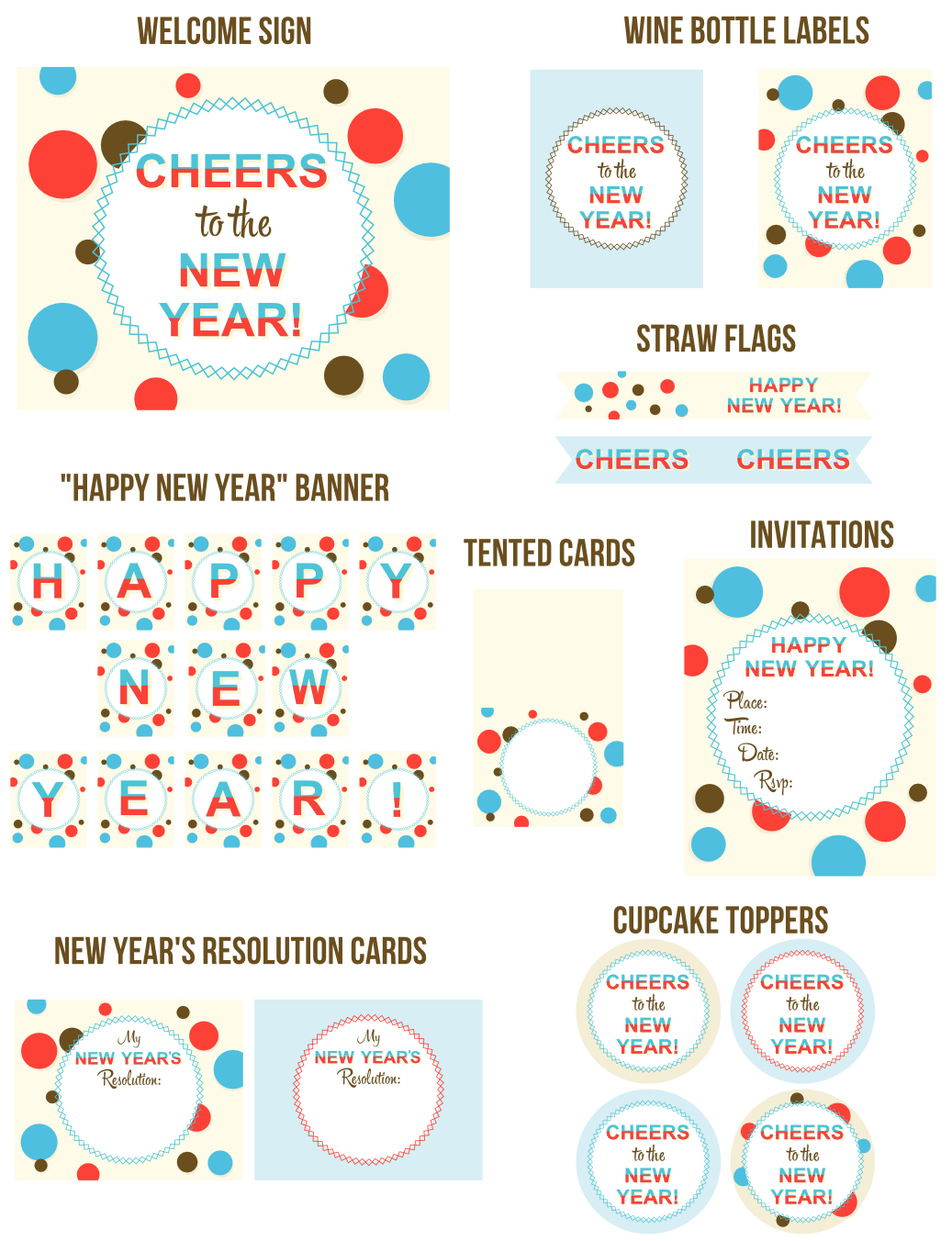 New Year&amp;#039;s Party Circles Printable Set | Printable Party Games And More - Free Printable Party Circles