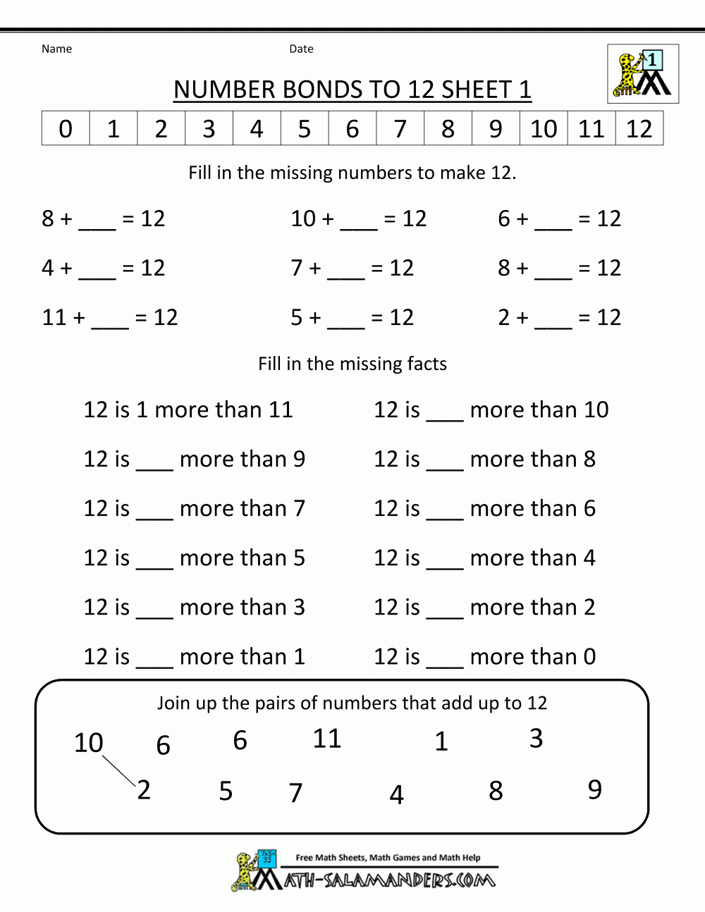 Number Bonds To 10 Worksheets - Free Printable Number Bond Template