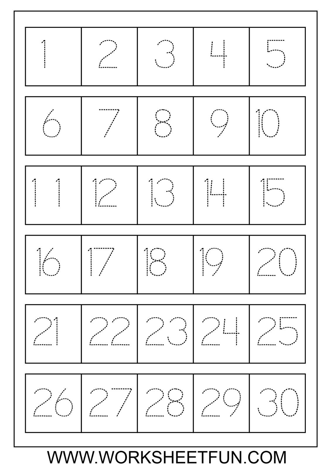 Number Tracing 1-30 - Review Work | Teaching: Math | Kindergarten - Free Printable Tracing Numbers 1 20 Worksheets