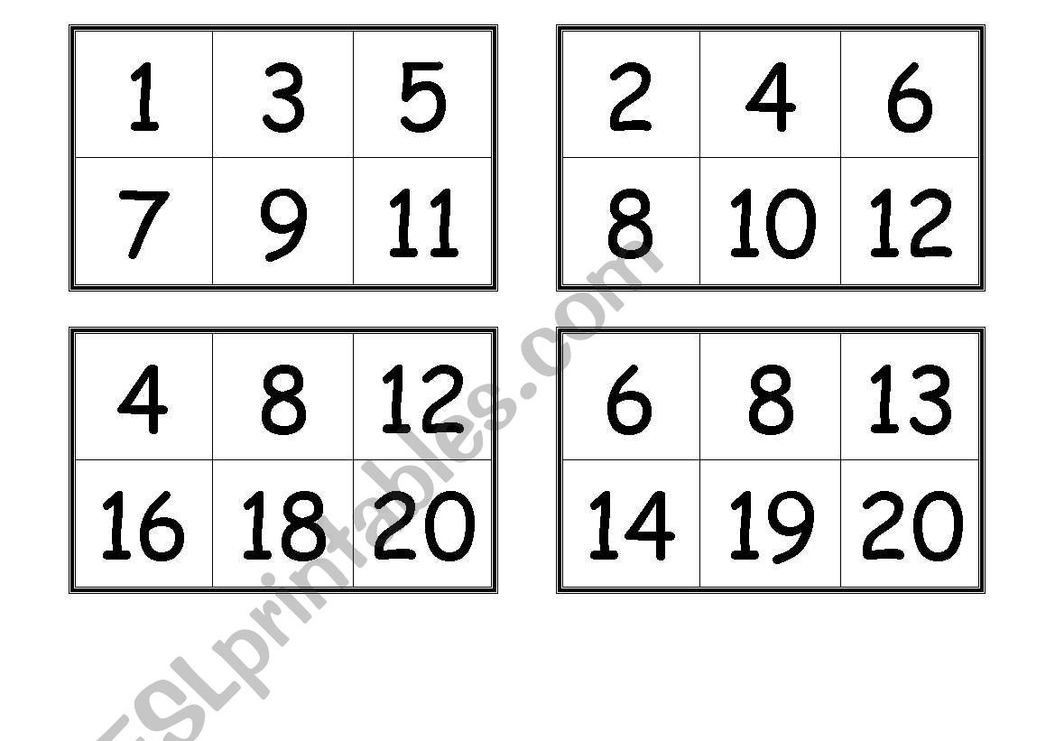 Free Printable Number Bingo Cards 1 20 | Free Printable