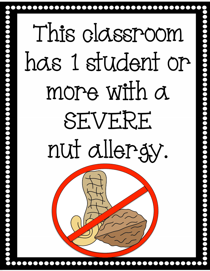 Printable Peanut Free Classroom Signs Free Printable