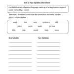 One Or Two Syllables Worksheet | 1 | Syllable, Worksheets, Phonics   Free Printable Open And Closed Syllable Worksheets