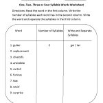 One, Two, Three Or Four Syllable Words Worksheet | Syllables   Free Printable Open And Closed Syllable Worksheets
