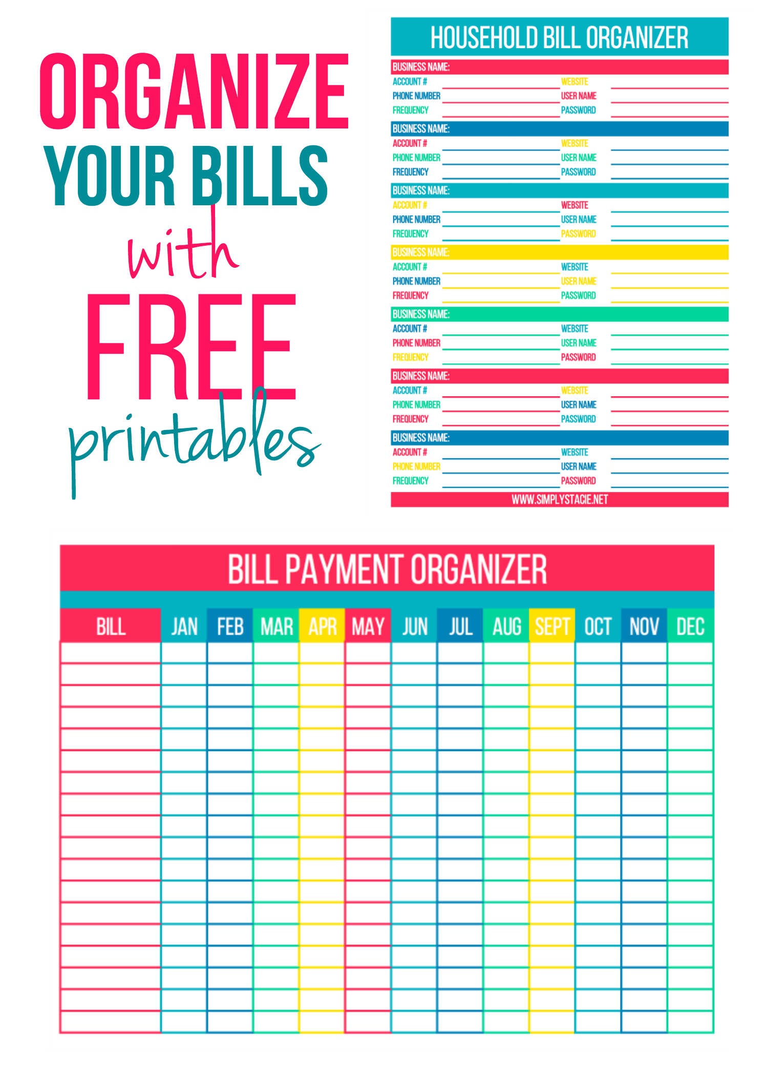 Organize Your Bills With Free Printables | Organize Me | Bill - Free Printable Bill Organizer