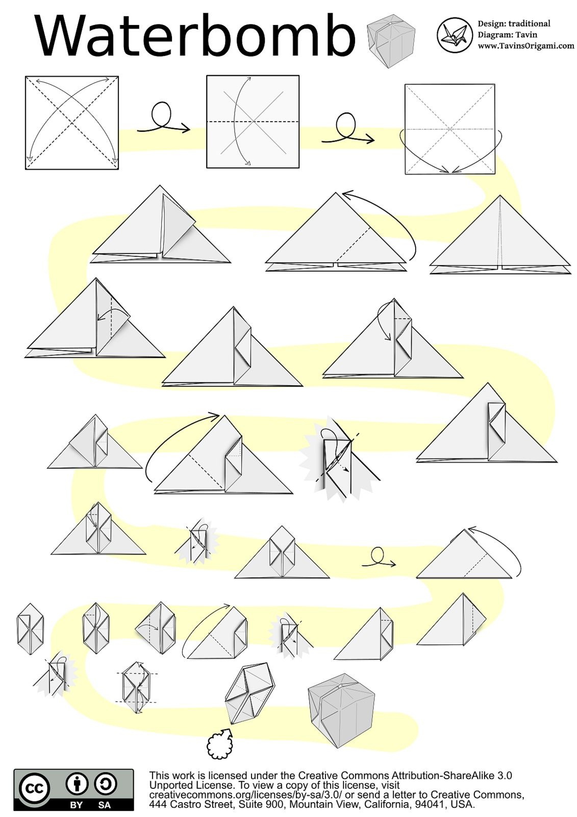 Origami Waterbomb Diagram | Crafty | Origami Instructions Dragon - Printable Origami Instructions Free