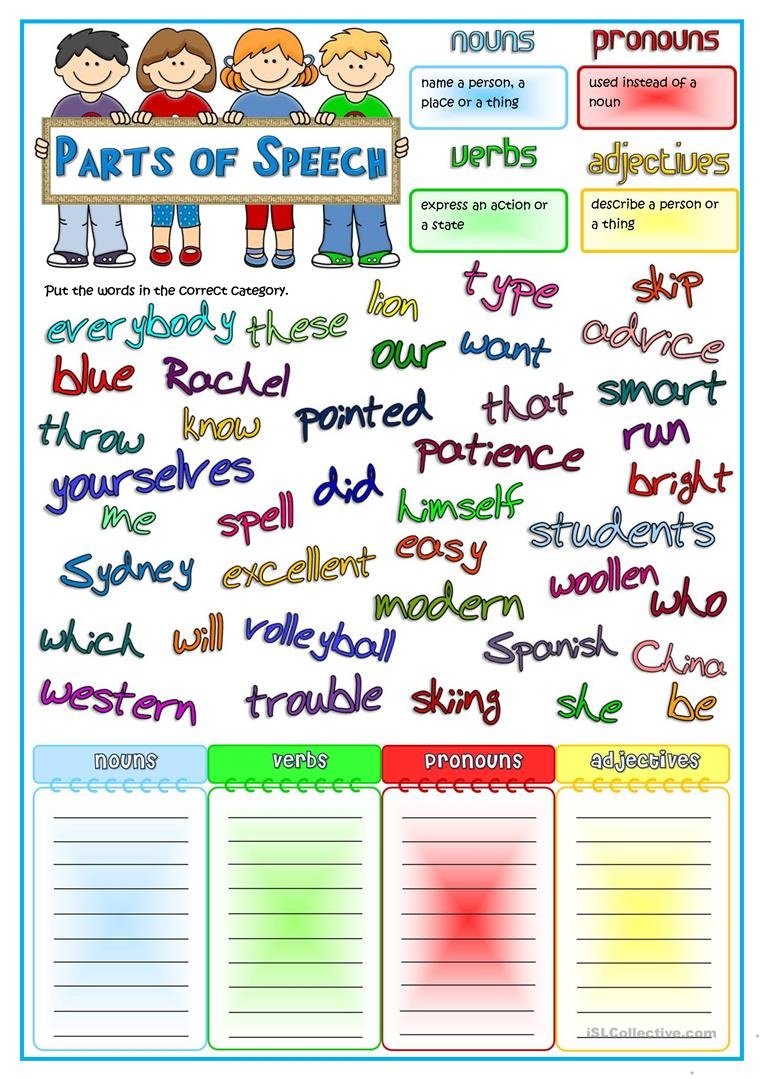 Free Printable Parts Of Speech Worksheets Free Printable